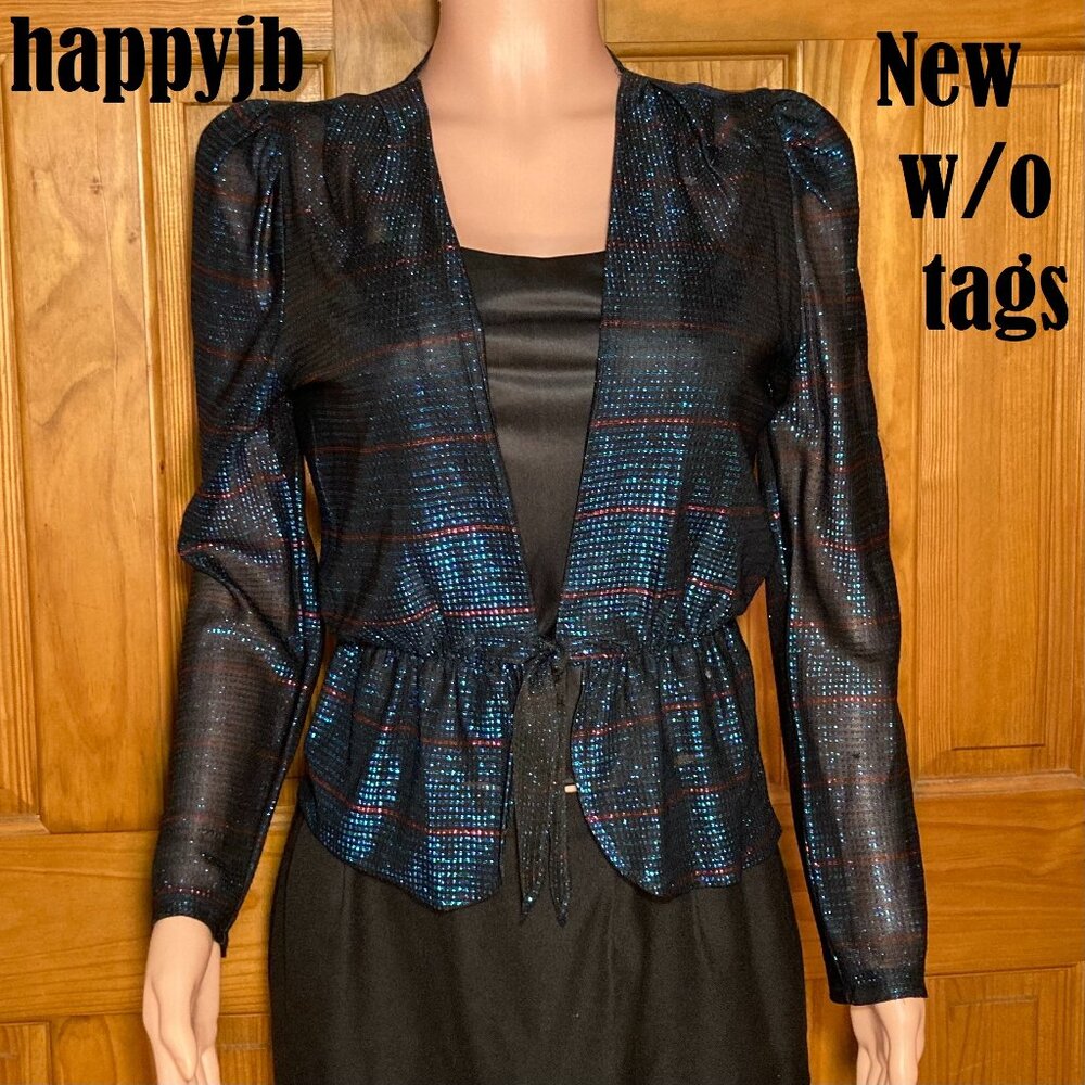 NWOT Surf and Turf Vintage 80s Sheer Top and Camisole Black Blue Size M Medium